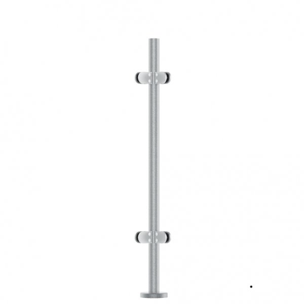 EMPIRE STATE POST cornerpost 90° Ø42.4x2mm H=978mm including 10mm Glassclamps and covercap, AISI 316 satined