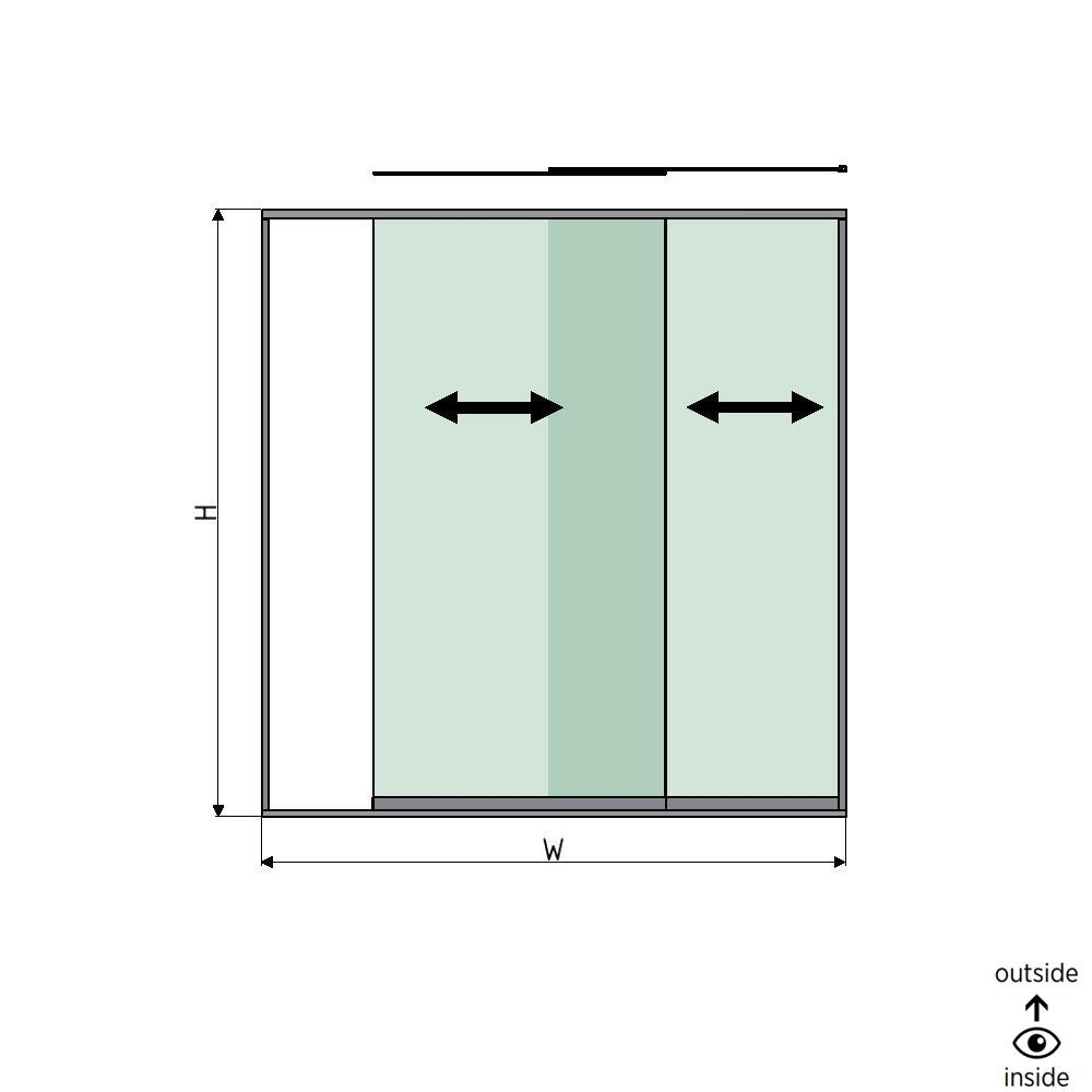 SunView model 1 right opening 2-lanes full height L=xxxxmm (max. 2500mm) H=xxxxmm (max. 2600mm), aluminum natural anodized (excl. locks, drivers and glass)