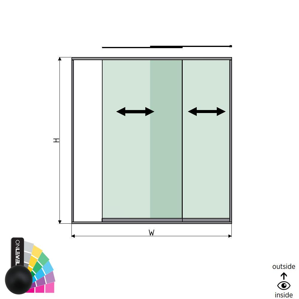 SunView model 1 right opening 2-lanes full height L=xxxxmm (max. 2500mm) H=xxxxmm (max. 2600mm), aluminum RAL matt (excl. locks, drivers and glass)