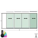 SunView model 1 right opening 5-lanes full height L=xxxxmm (max. 6000mm) H=xxxxmm (max. 2600mm), aluminum RAL matt (excl. locks, drivers and glass)