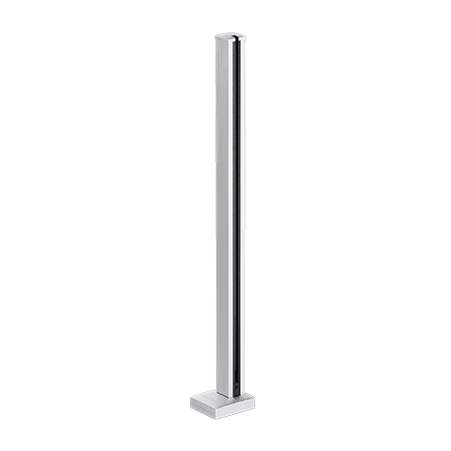 GUARDIAN OF THE UNIVERSE endpost top open 58x58mm H=1100mm glass 10.76mm, aluminum mill finish