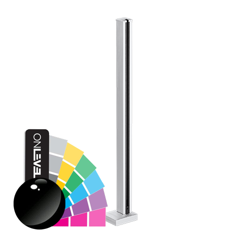 GUARDIAN OF THE UNIVERSE endpost top open 58x58mm H=1100mm glass 10.76mm, alum. RAL shiny