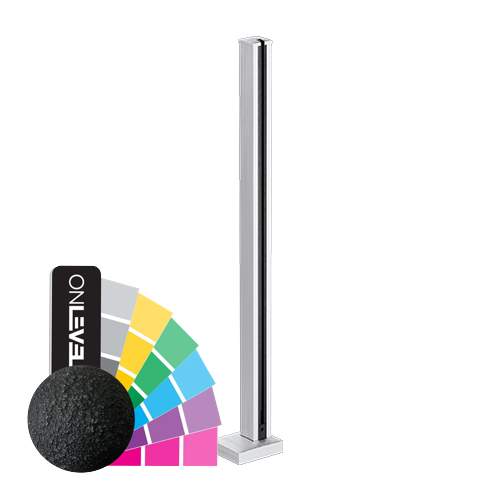 GUARDIAN OF THE UNIVERSE endpost top open 58x58mm H=1100mm glass 10.76mm, aluminum RAL struct.