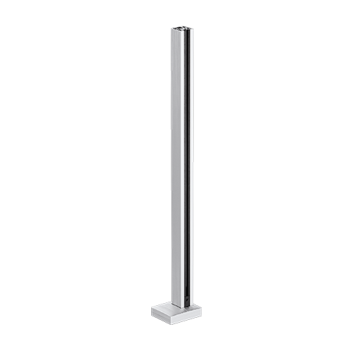 GUARDIAN OF THE UNIVERSE endpost top handrail 58x58mm H=1100mm glass 10.76mm, aluminum mill finish