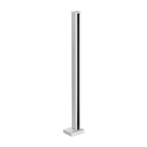 GUARDIAN OF THE UNIVERSE midpost top closed 58x58mm H=1100mm glass 10.76mm, alum. natural anodized