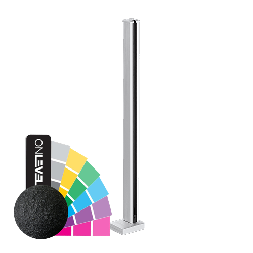 GUARDIAN OF THE UNIVERSE midpost top open 58x58mm H=1100mm glass 10.76mm, aluminum RAL struct.