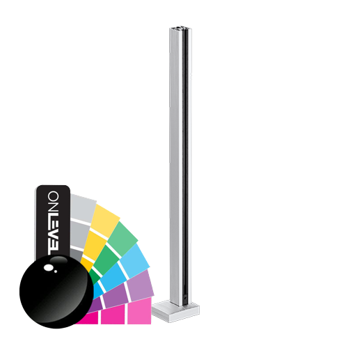 GUARDIAN OF THE UNIVERSE midpost top handrail 58x58mm H=1100mm glass 10.76mm, alum. RAL shiny