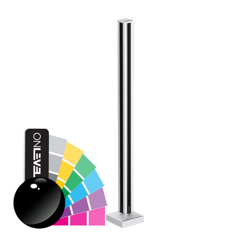 GUARDIAN OF THE UNIVERSE cornerpost top closed 58x58mm H=1100mm glass 10.76mm, alum. RAL shiny