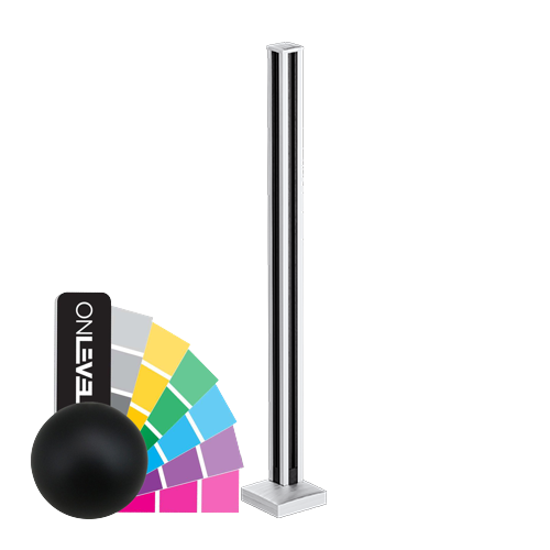 GUARDIAN OF THE UNIVERSE cornerpost top closed 58x58mm H=1100mm glass 10.76mm, aluminum RAL matt