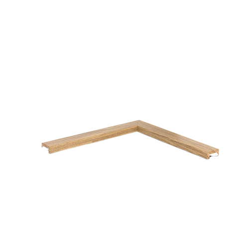 Glass edge protection, corner 90° horiz. oak laquered including glass mounting tape