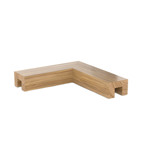 Glass handrail corner conn. 90° 60x40mm oak laquered