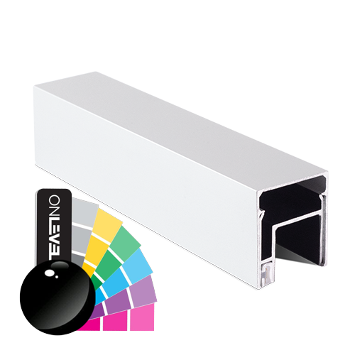 LAZORTRACK complete set 42x48mm glass mounting, glass 8-11mm L=2.5mtr alum. RAL shiny