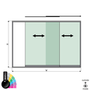 SunView model 1 right opening 2-lanes half height L=xxxxmm (max. 3000mm) H=xxxxmm (max. 1700mm), aluminum RAL shiny (excl. locks, drivers and glass)