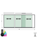SunView model 1 left opening 3-lanes half height L=xxxxmm (max. 4500mm) H=xxxxmm (max. 1700mm), aluminum RAL matt (excl. locks, drivers and glass)