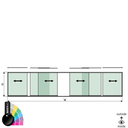 SunView model 1 left/right opening 3-lanes half height L=xxxxmm (max. 9000mm) H=xxxxmm (max. 1700mm), aluminum RAL shiny (excl. locks, drivers and glass)