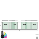 SunView model 1 left/right opening 3-lanes half height L=xxxxmm (max. 9000mm) H=xxxxmm (max. 1700mm), aluminum RAL matt (excl. locks, drivers and glass)