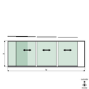 SunView model 1 left opening 4-lanes half height L=xxxxmm (max. 6000mm) H=xxxxmm (max. 1700mm), aluminum natural anodized (excl. locks, drivers and glass)