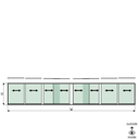 SunView model 1 left/right opening 4-lanes half height L=xxxxmm (max. 12000mm) H=xxxxmm (max. 1700mm), aluminum natural anodized (excl. locks, drivers and glass)