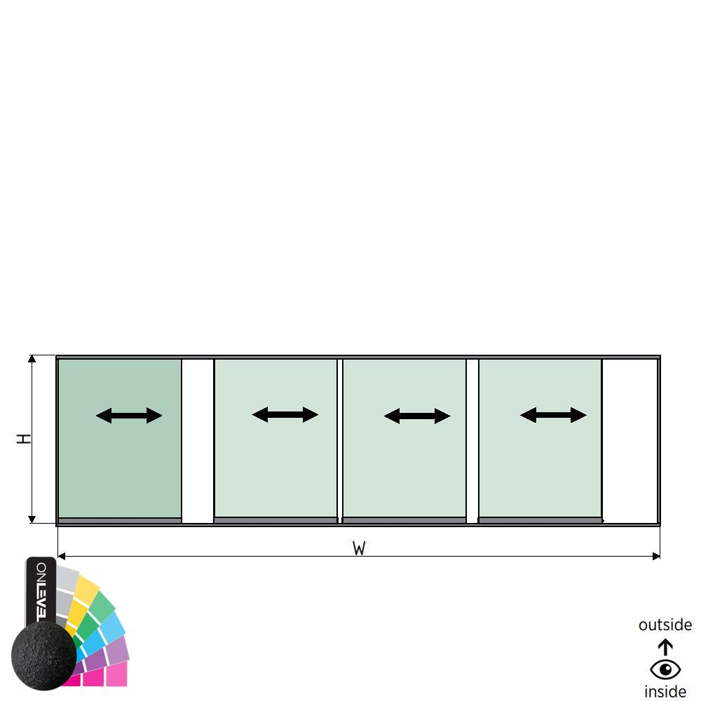 SunView model 1 left opening 5-lanes half height L=xxxxmm (max. 7500mm) H=xxxxmm (max. 1700mm), aluminum RAL structure (excl. locks, drivers and glass)