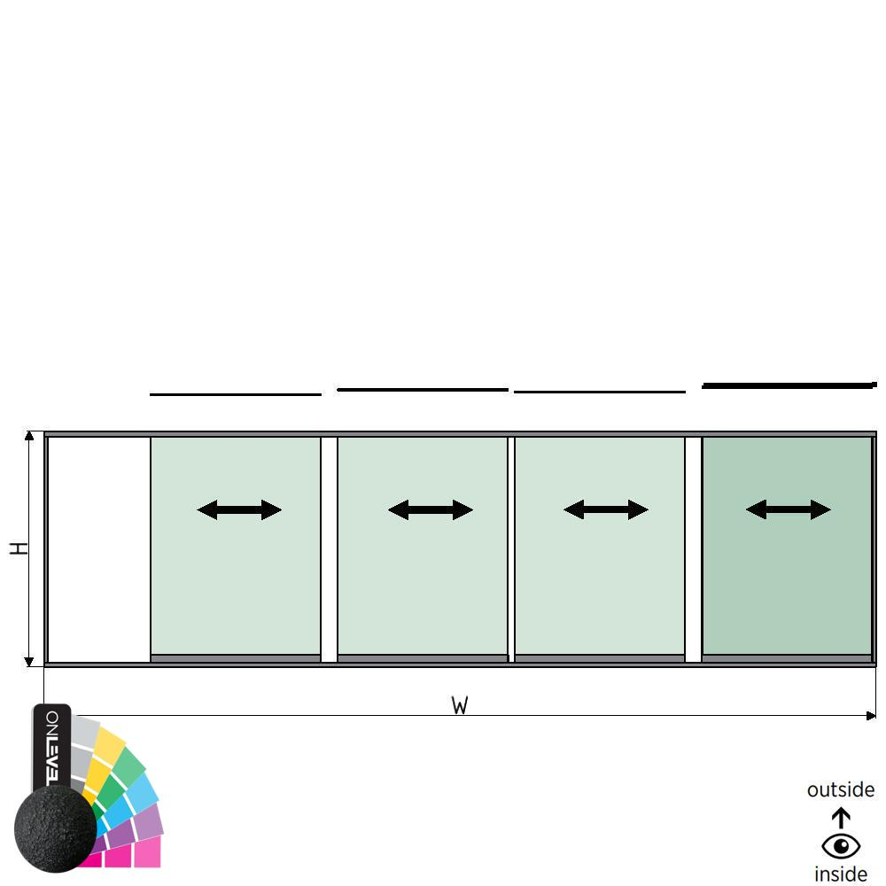 SunView model 1 right opening 5-lanes half height L=xxxxmm (max. 7500mm) H=xxxxmm (max. 1700mm), aluminum RAL structure (excl. locks, drivers and glass)