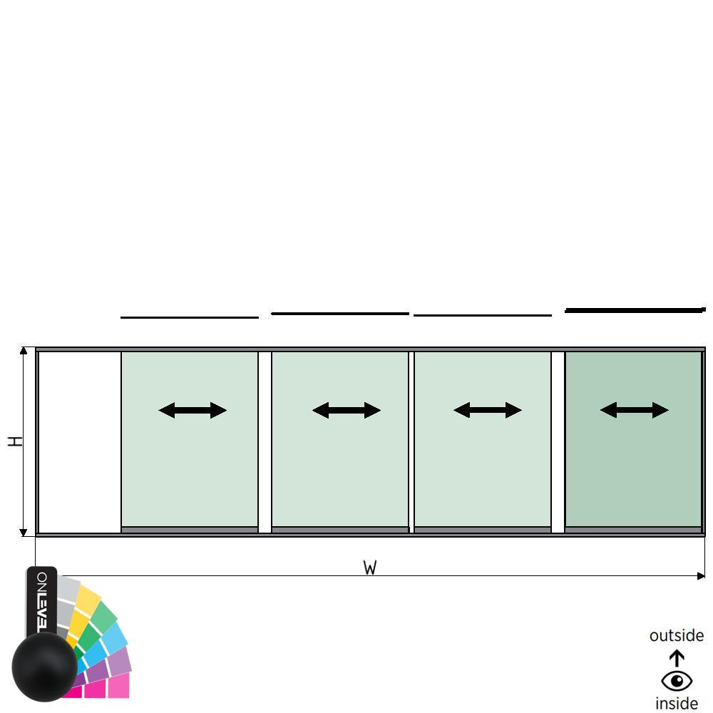 SunView model 1 right opening 5-lanes half height L=xxxxmm (max. 7500mm) H=xxxxmm (max. 1700mm), aluminum RAL matt (excl. locks, drivers and glass)