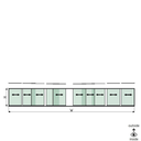 SunView model 1 left/right opening 5-lanes half height L=xxxxmm (max. 15000mm) H=xxxxmm (max. 1700mm), aluminum natural anodized (excl. locks, drivers and glass)