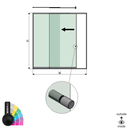 SunView model 2 left opening 2-lanes full height L=xxxxmm (max. 3000mm) H=xxxxmm (max. 2600mm), aluminum RAL matt (incl. stainless steel doorhandle and drivers excl. locks and glass)