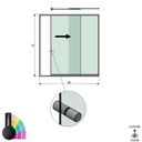SunView model 2 right opening 2-lanes full height L=xxxxmm (max. 3000mm) H=xxxxmm (max. 2600mm), aluminum RAL structure (incl. stainless steel doorhandle and drivers excl. locks and glass)