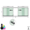 SunView model 2 left/right opening 2-lanes half height L=xxxxmm (max. 6000mm) H=xxxxmm (max. 1700mm), aluminum RAL matt (incl. stainless steel doorhandle and drivers excl. locks and glass)