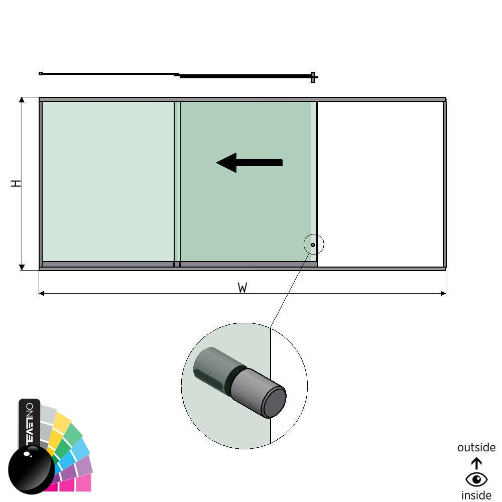 SunView model 2 left opening 3-lanes half height L=xxxxmm (max. 4500mm) H=xxxxmm (max. 1700mm), aluminum RAL shiny (incl. stainless steel doorhandle and drivers excl. locks and glass)
