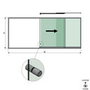 SunView model 2 right opening 3-lanes half height L=xxxxmm (max. 4500mm) H=xxxxmm (max. 1700mm), aluminum natural anodized (incl. stainless steel doorhandle and drivers excl. locks and glass)