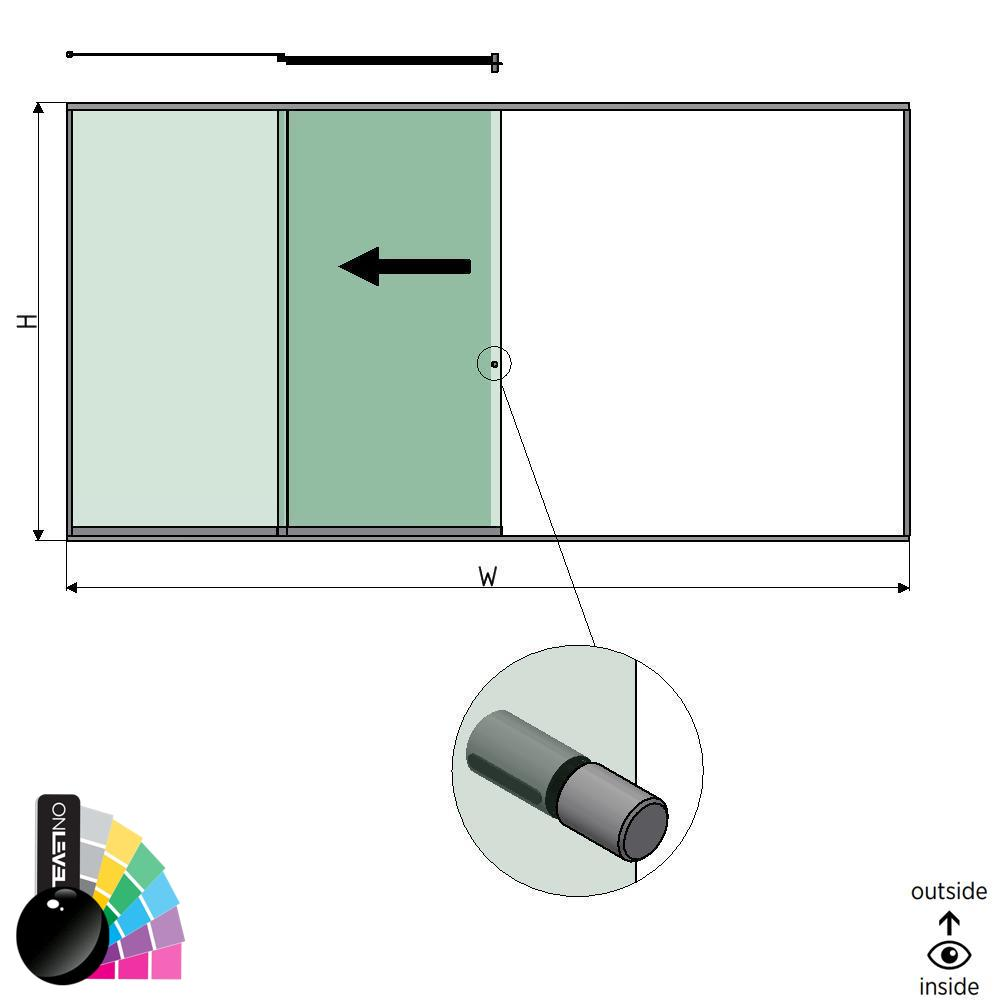 SunView model 2 left opening 4-lanes full height L=xxxxmm (max. 6000mm) H=xxxxmm (max. 2600mm), aluminum RAL shiny (incl. stainless steel doorhandle and drivers excl. locks and glass)