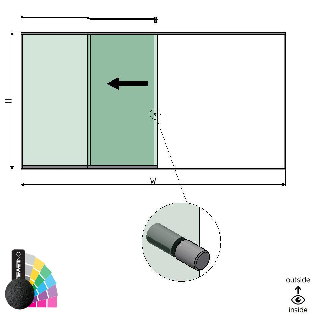 SunView model 2 left opening 4-lanes full height L=xxxxmm (max. 6000mm) H=xxxxmm (max. 2600mm), aluminum RAL structure (incl. stainless steel doorhandle and drivers excl. locks and glass)