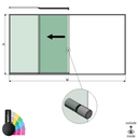 SunView model 2 left opening 4-lanes full height L=xxxxmm (max. 6000mm) H=xxxxmm (max. 2600mm), aluminum RAL structure (incl. stainless steel doorhandle and drivers excl. locks and glass)