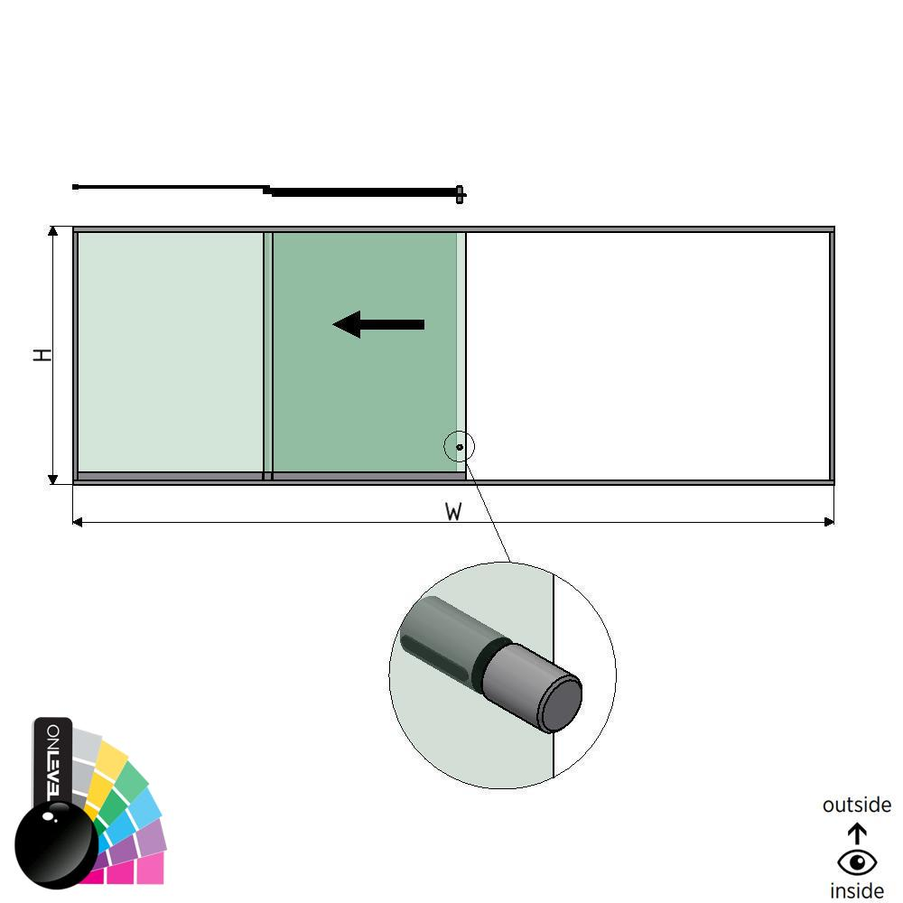 SunView model 2 left opening 4-lanes half height L=xxxxmm (max. 6000mm) H=xxxxmm (max. 1700mm), aluminum RAL shiny (incl. stainless steel doorhandle and drivers excl. locks and glass)