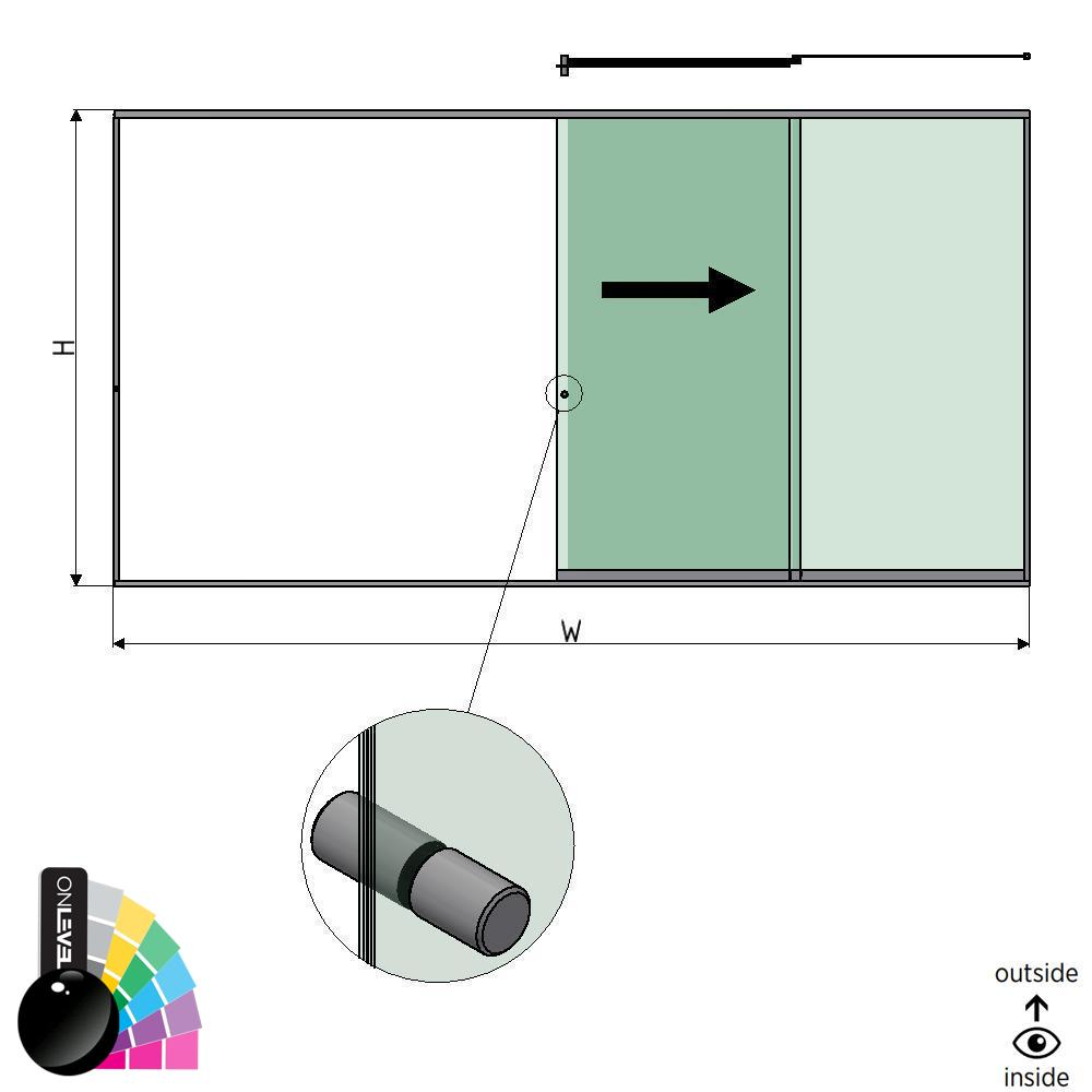 SunView model 2 right opening 4-lanes full height L=xxxxmm (max. 6000mm) H=xxxxmm (max. 2600mm), aluminum RAL shiny (incl. stainless steel doorhandle and drivers excl. locks and glass)