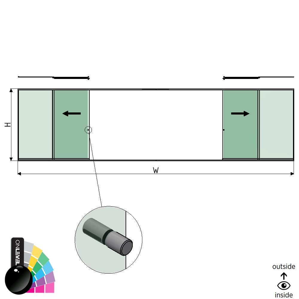 SunView model 2 left/right opening 4-lanes full height L=xxxxmm (max. 12000mm) H=xxxxmm (max. 2600mm), aluminum RAL shiny (incl. stainless steel doorhandle and drivers excl. locks and glass)