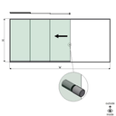 SunView model 2 left opening 5-lanes full height L=xxxxmm (max. 7500mm) H=xxxxmm (max. 2600mm), aluminum natural anodized (incl. stainless steel doorhandle and drivers excl. locks and glass)