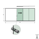 SunView model 2 right opening 5-lanes full height L=xxxxmm (max. 7500mm) H=xxxxmm (max. 2600mm), aluminum natural anodized (incl. stainless steel doorhandle and drivers excl. locks and glass)