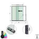 SunView model 3 left opening 2-lanes full height L=xxxxmm (max. 3000mm) H=xxxxmm (max. 2600mm), aluminum RAL matt (incl. locks, stainless steel doorhandle and drivers excl. glass)