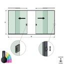 SunView model 3 left/right opening 2-lanes full height L=xxxxmm (max. 6000mm) H=xxxxmm (max. 2600mm), aluminum RAL structure (incl. locks, stainless steel doorhandle and drivers excl. glass)