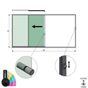 SunView model 3 left opening 4-lanes full height L=xxxxmm (max. 6000mm) H=xxxxmm (max. 2600mm), aluminum RAL matt (incl. locks, stainless steel doorhandle and drivers excl. glass)