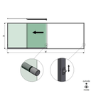 SunView model 3 left opening 4-lanes half height L=xxxxmm (max. 6000mm) H=xxxxmm (max. 1700mm), aluminum natural anodized (incl. locks, stainless steel doorhandle and drivers excl. glass)
