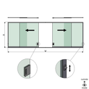 SunView model 3 left/right opening 4-lanes half height L=xxxxmm (max. 12000mm) H=xxxxmm (max. 1700mm), aluminum natural anodized (incl. locks, stainless steel doorhandle and drivers excl. glass)
