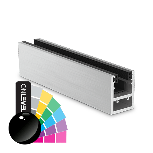 KAZIWALL top profile glass 10/10.76/12/12.76mm L=2500mm, aluminum RAL shiny