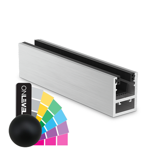 KAZIWALL top profile glass 10/10.76/12/12.76mm L=2500mm, aluminum RAL structure