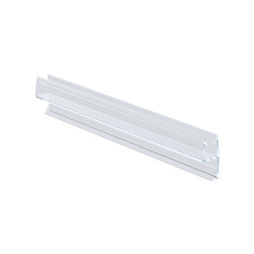 Shower door seal with 180° front stop for glass 10mm L=2200mm, plastic transparent