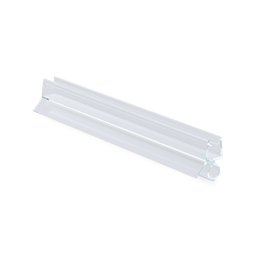 Shower door seal with water deflector and lower bellows for glass 10mm L=2200mm, plastic transparent