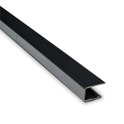 AIRFORCE plastic profile backside glass thickness 10/10/4 (21.52mm) L=5000mm, plastic black