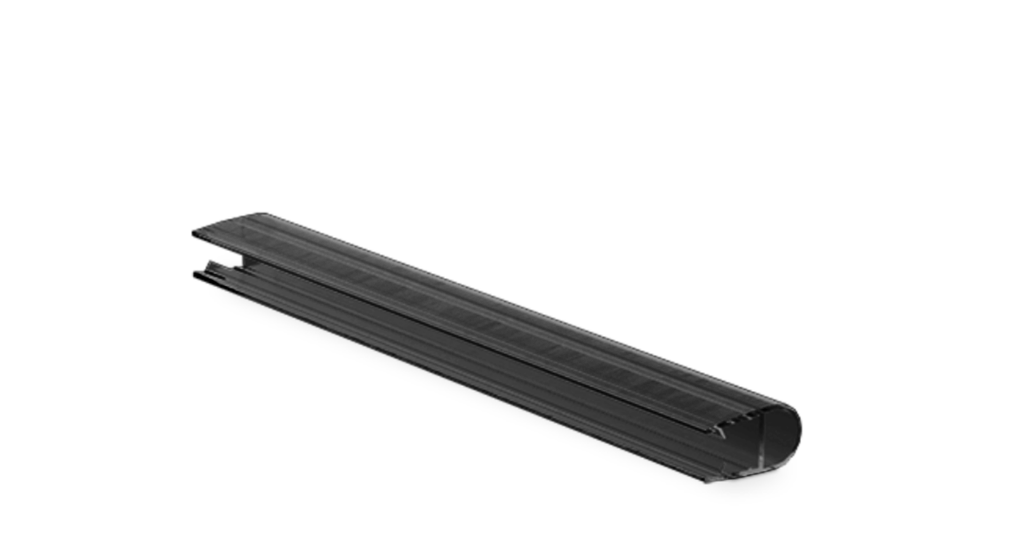 Shower door seal with bellows for glass 10mm L=2200mm, plastic black